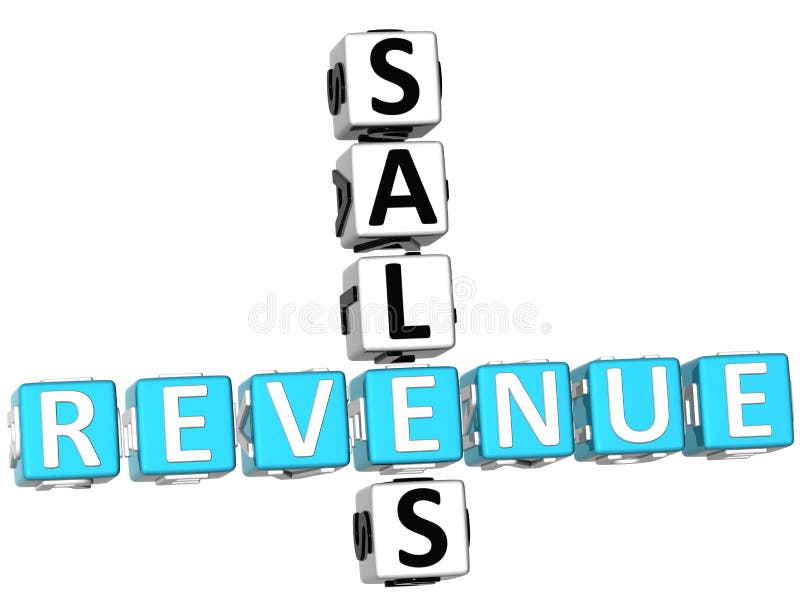 3D Sales Revenue Crossword on white background. 3D Sales Revenue Crossword on white background