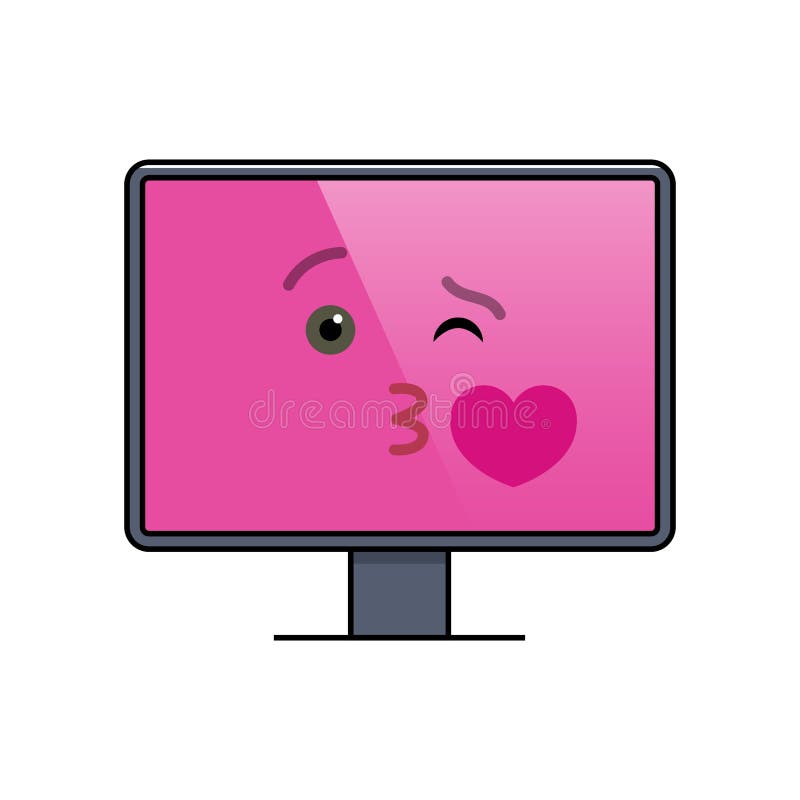 Kusgezicht-emoticon op het computerscherm stock illustratie