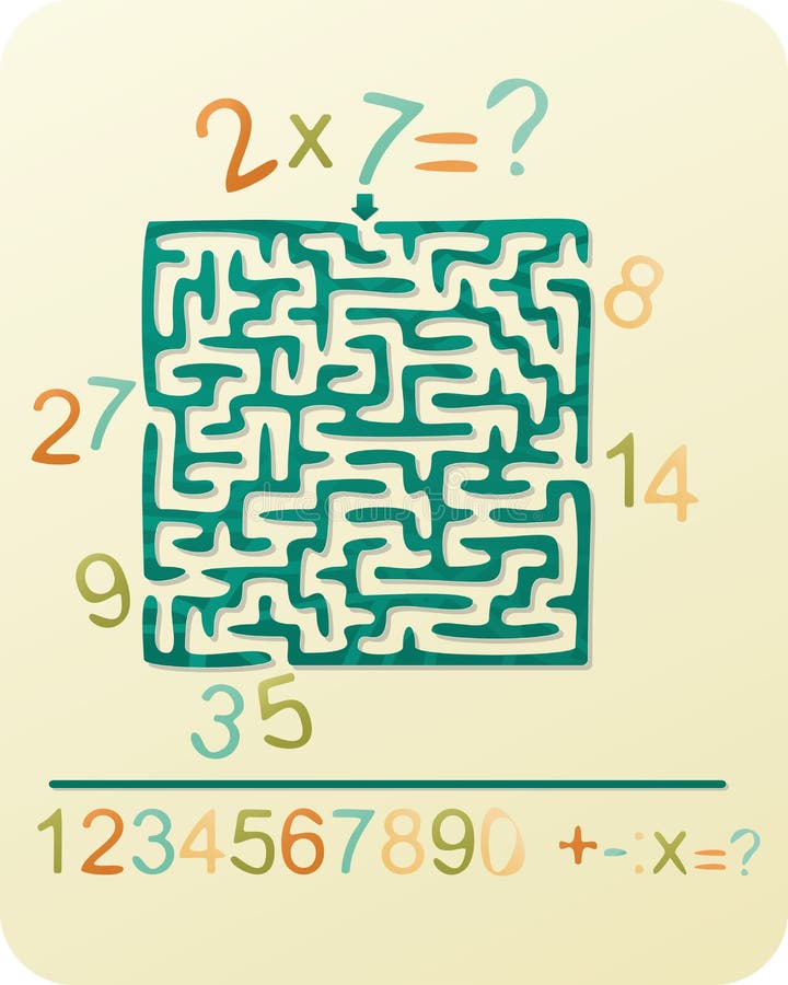 Getallenlabyrint vector illustratie