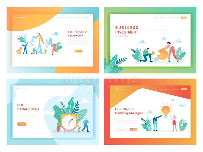 Het Landingspaginamalplaatje van groepswerkHandelsinvesteringen Marketing Strategieconcept met Karakters die in Bureauwebsite wer royalty-vrije illustratie Het Landingspaginamalplaatje van groepswerkHandelsinvesteringen Marketing Strategieconcept met Karakters die in Bureauwebsite wer royalty-vrije illustratie