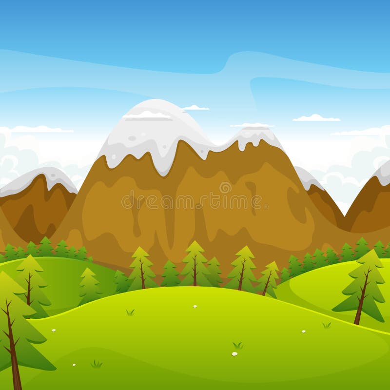 Het Landschap van de Bergen van het beeldverhaal royalty-vrije illustratie Het Landschap van de Bergen van het beeldverhaal royalty-vrije illustratie
