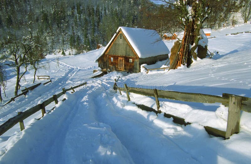 Winterlandschap stock afbeeldingen