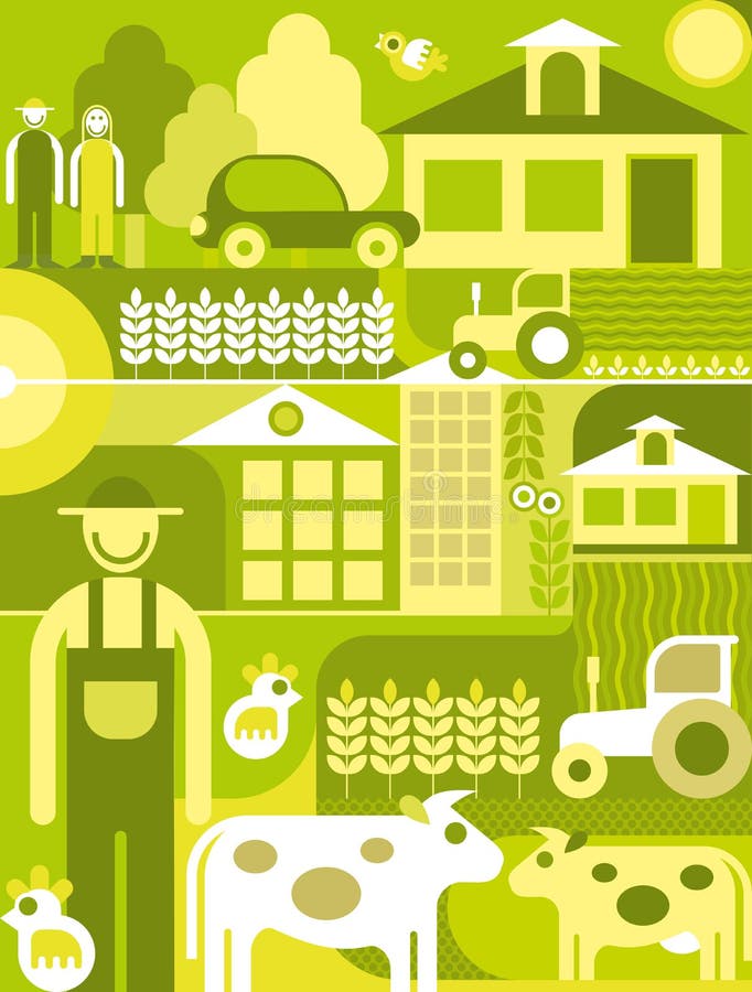 Vectorillustratie van een dorpslandschap royalty-vrije illustratie