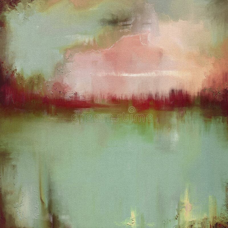 Het landschapskunstwerk van de olieverfschilderij abstract stijl op canvas vector illustratie Het landschapskunstwerk van de olieverfschilderij abstract stijl op canvas vector illustratie