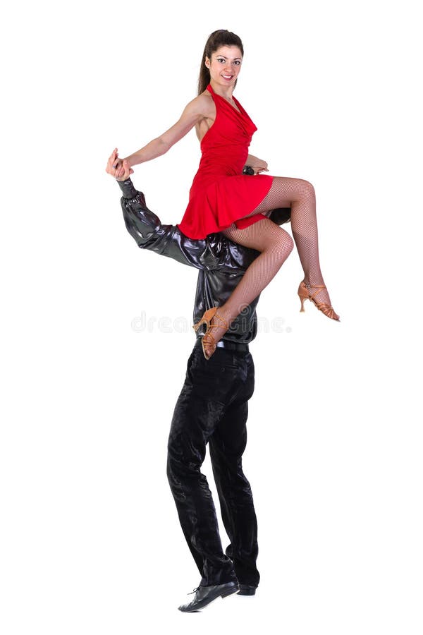 Het Latino dansers stellen, geïsoleerd op wit stock fotografie Het Latino dansers stellen, geïsoleerd op wit stock fotografie