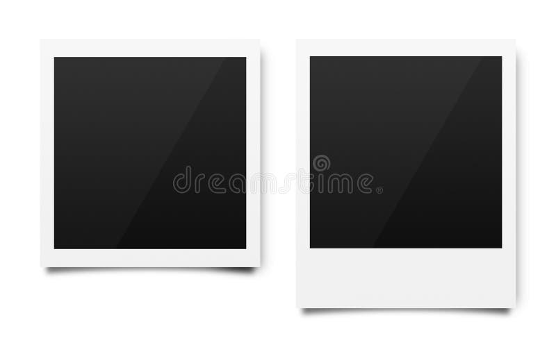 Het lege malplaatje van de kadersmodellen van de polaroidfoto op een zuivere witte achtergrond voor het zetten van uw beelden Doc