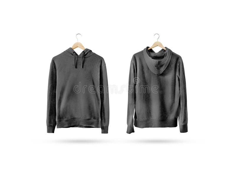 Het lege zwarte de reeks van het sweatshirtmodel hangen op houten hanger royalty-vrije stock afbeeldingen Het lege zwarte de reeks van het sweatshirtmodel hangen op houten hanger royalty-vrije stock afbeeldingen