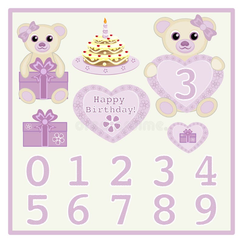 Het leuke babymeisje draagt met hart en aantallensymbool royalty-vrije illustratie Het leuke babymeisje draagt met hart en aantallensymbool royalty-vrije illustratie