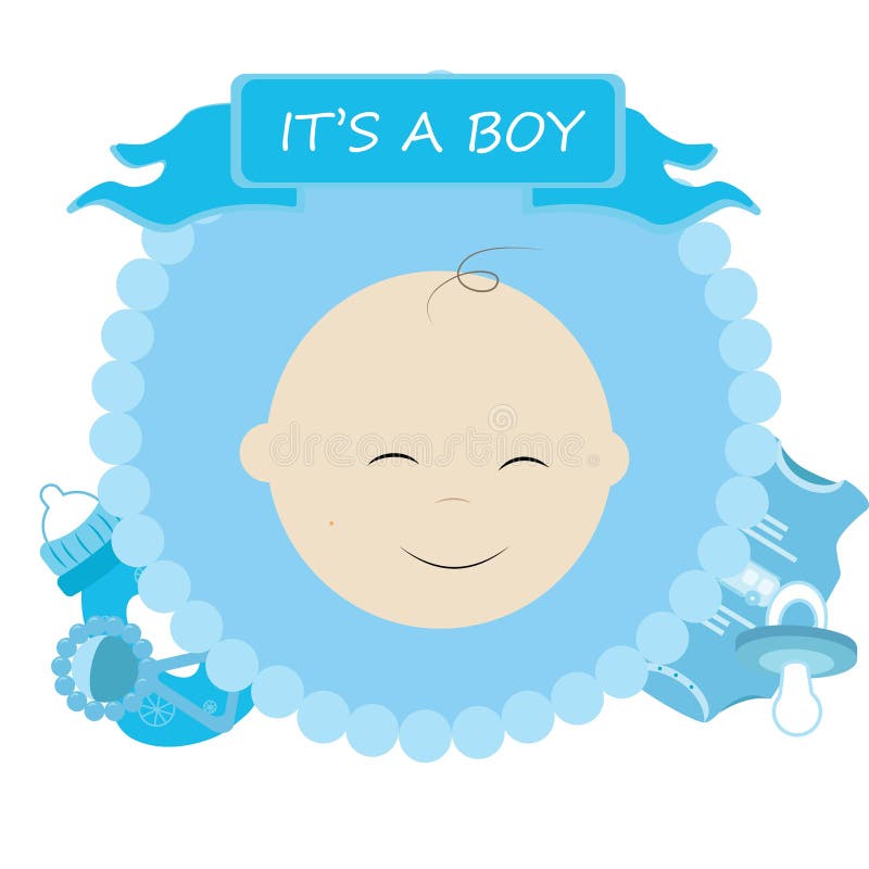 Het leuke beeldverhaal van de babydouche Het ` s een jongen Vector illustratie vector illustratie Het leuke beeldverhaal van de babydouche Het ` s een jongen Vector illustratie vector illustratie