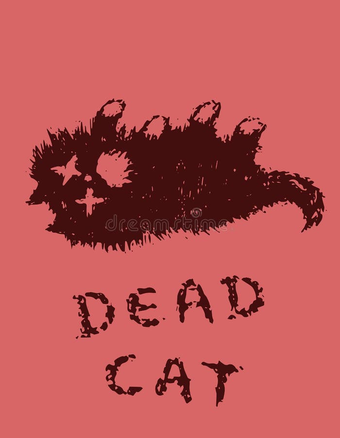 Cute fur the cat is dead. Red background color. Vector illustration. Cute fur the cat is dead. Red background color. Vector illustration.