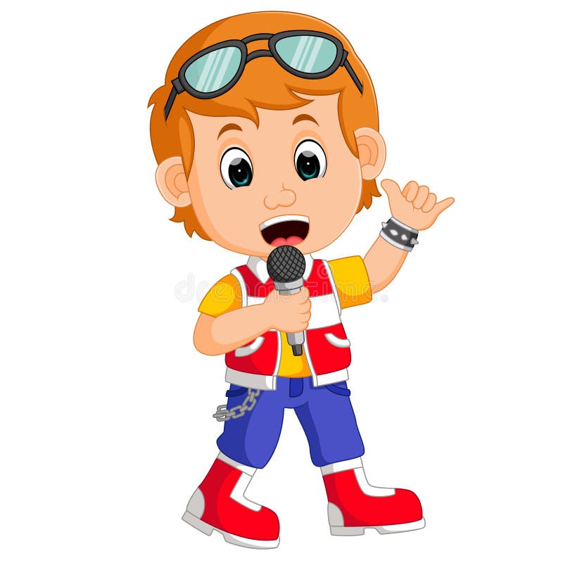 Het leuke jongen zingen vector illustratie Het leuke jongen zingen vector illustratie