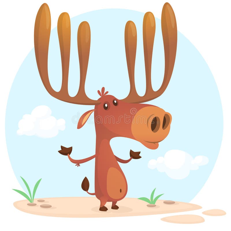 Het leuke karakter van beeldverhaalamerikaanse elanden Op witte achtergrond Vlakke ontwerp Vectorillu royalty-vrije illustratie Het leuke karakter van beeldverhaalamerikaanse elanden Op witte achtergrond Vlakke ontwerp Vectorillu royalty-vrije illustratie