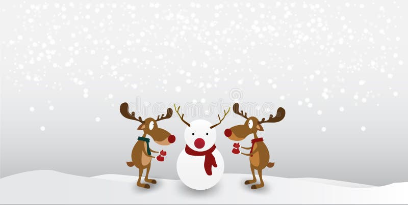 Het Leuke Karakter van het beeldverhaalrendier op de achtergrond van de de wintersneeuw vector illustratie Het Leuke Karakter van het beeldverhaalrendier op de achtergrond van de de wintersneeuw vector illustratie