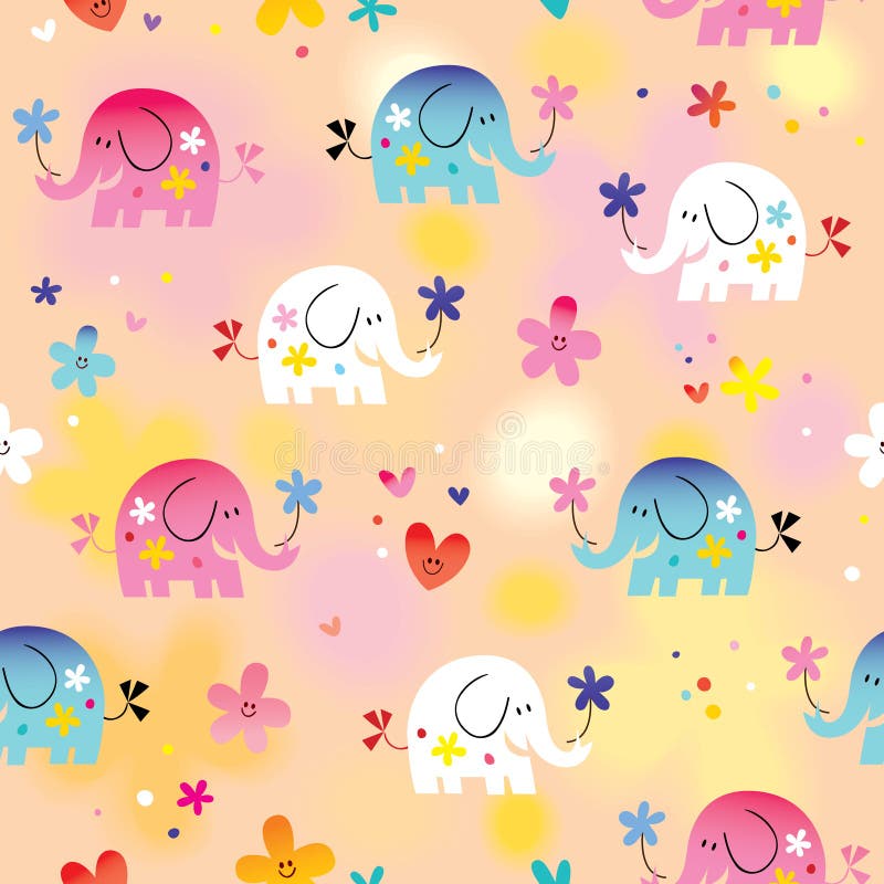 Het leuke naadloze patroon van babyolifanten vector illustratie Het leuke naadloze patroon van babyolifanten vector illustratie