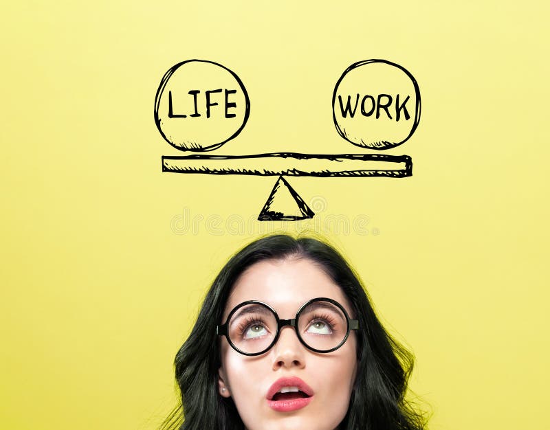 Life and work balance with young woman wearing eye glasses. Life and work balance with young woman wearing eye glasses