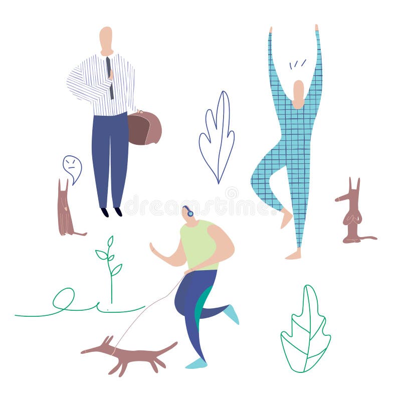Het leven van een mens en zijn beste vriendenhond Minimale vlakke vectorillustratie vector illustratie Het leven van een mens en zijn beste vriendenhond Minimale vlakke vectorillustratie vector illustratie