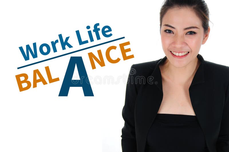Businesswoman feel happy with work life balance concept. Businesswoman feel happy with work life balance concept