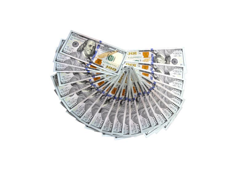 Het liggen honderd-dollar rekeningen van de nieuwe geïsoleerde steekproef stock fotografie Het liggen honderd-dollar rekeningen van de nieuwe geïsoleerde steekproef stock fotografie