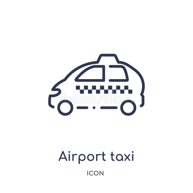Het lineaire pictogram van de luchthaventaxi van inzameling van het Luchthaven de eindoverzicht Dunne die de taxivector van de li royalty-vrije illustratie Het lineaire pictogram van de luchthaventaxi van inzameling van het Luchthaven de eindoverzicht Dunne die de taxivector van de li royalty-vrije illustratie