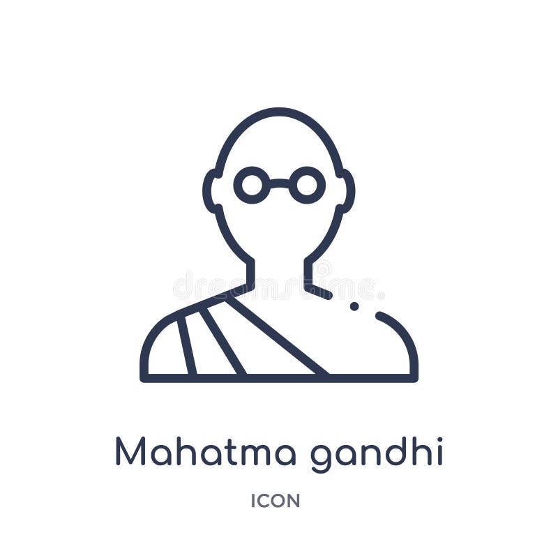 Het lineaire pictogram van mahatmagandhi van het overzichtsinzameling van India Dun die gandhipictogram van lijnmahatma op witte vector illustratie Het lineaire pictogram van mahatmagandhi van het overzichtsinzameling van India Dun die gandhipictogram van lijnmahatma op witte vector illustratie