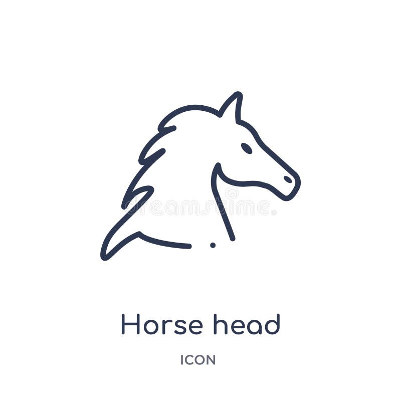 Het lineaire pictogram van het paardhoofd van de inzameling van het Cultuuroverzicht Dunne die het hoofdvector van het lijnpaard vector illustratie Het lineaire pictogram van het paardhoofd van de inzameling van het Cultuuroverzicht Dunne die het hoofdvector van het lijnpaard vector illustratie