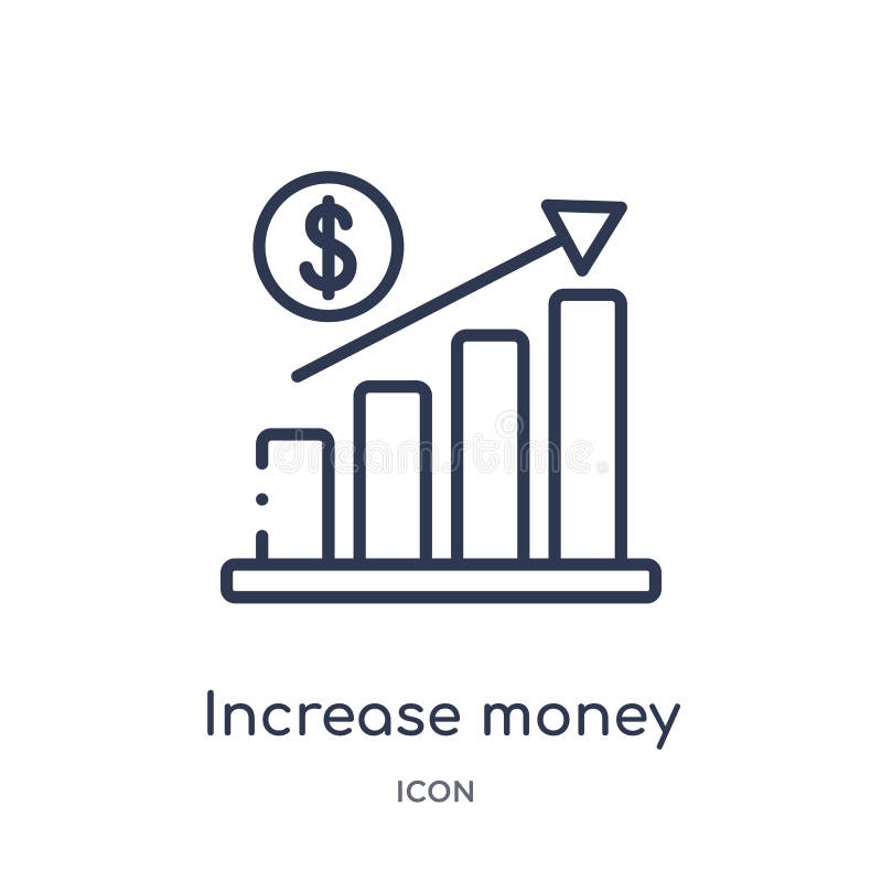 Linear increase money icon from Business and finance outline collection. Thin line increase money icon isolated on white background. increase money trendy illustration. Linear increase money icon from Business and finance outline collection. Thin line increase money icon isolated on white background. increase money trendy illustration