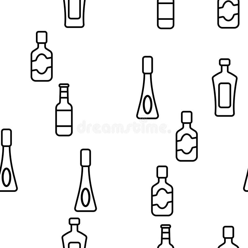 Het Lineaire Vector Naadloze Patroon van glasflessen vector illustratie Het Lineaire Vector Naadloze Patroon van glasflessen vector illustratie