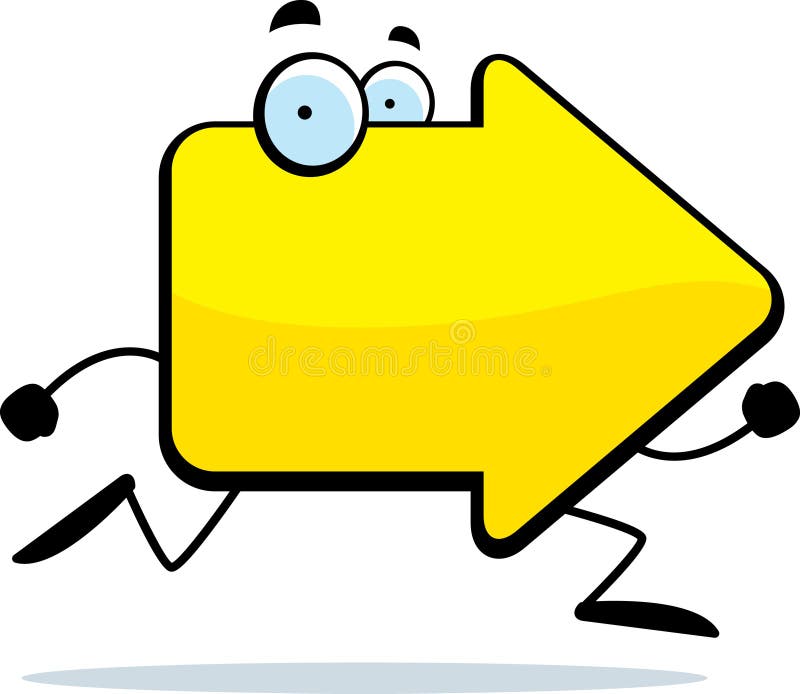 A cartoon yellow arrow running. A cartoon yellow arrow running.