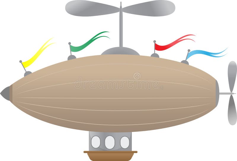 Het Luchtschip van de fantasie met vlaggen vector illustratie Het Luchtschip van de fantasie met vlaggen vector illustratie