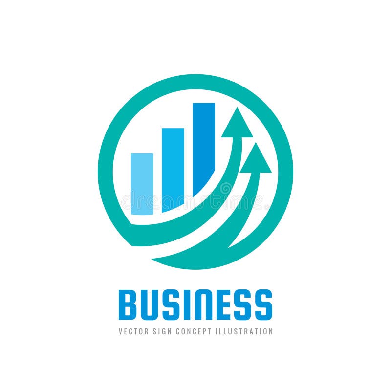 Het malplaatje van het bedrijfsfinanciënembleem - vectorconceptenillustratie Economisch infographic teken Pijlen en infograph bar