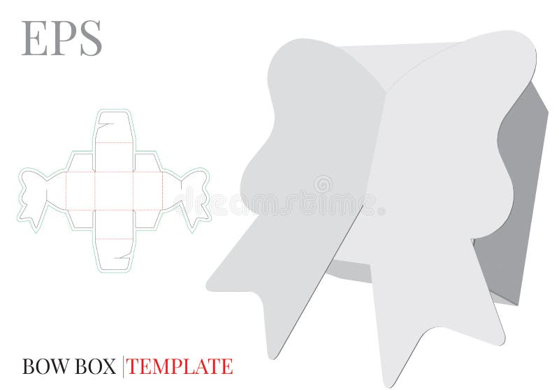 Het Malplaatje van de giftdoos, Vector met matrijs gesneden/van de laserbesnoeiing lijnen De Boog van de suikergoeddoos De witte, vector illustratie Het Malplaatje van de giftdoos, Vector met matrijs gesneden/van de laserbesnoeiing lijnen De Boog van de suikergoeddoos De witte, vector illustratie