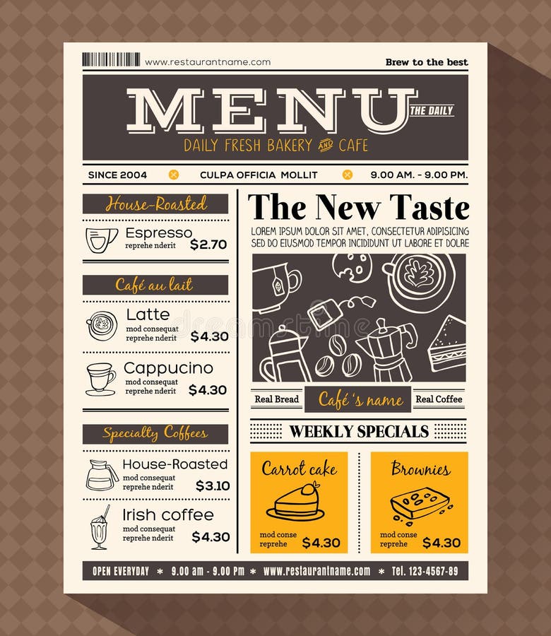 Het malplaatje van het het menuontwerp van de restaurantkoffie vector illustratie Het malplaatje van het het menuontwerp van de restaurantkoffie vector illustratie