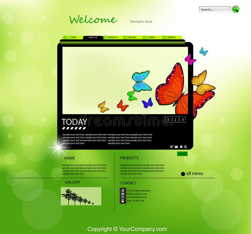 Het Malplaatje van het Ontwerp van de Aard van de website vector illustratie Het Malplaatje van het Ontwerp van de Aard van de website vector illustratie