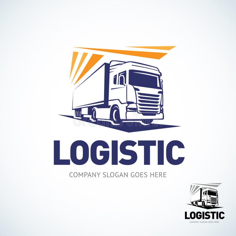 Het malplaatje van het vrachtwagenembleem Logistisch trucembleem Geïsoleerdee vectorillustratie stock illustratie Het malplaatje van het vrachtwagenembleem Logistisch trucembleem Geïsoleerdee vectorillustratie stock illustratie