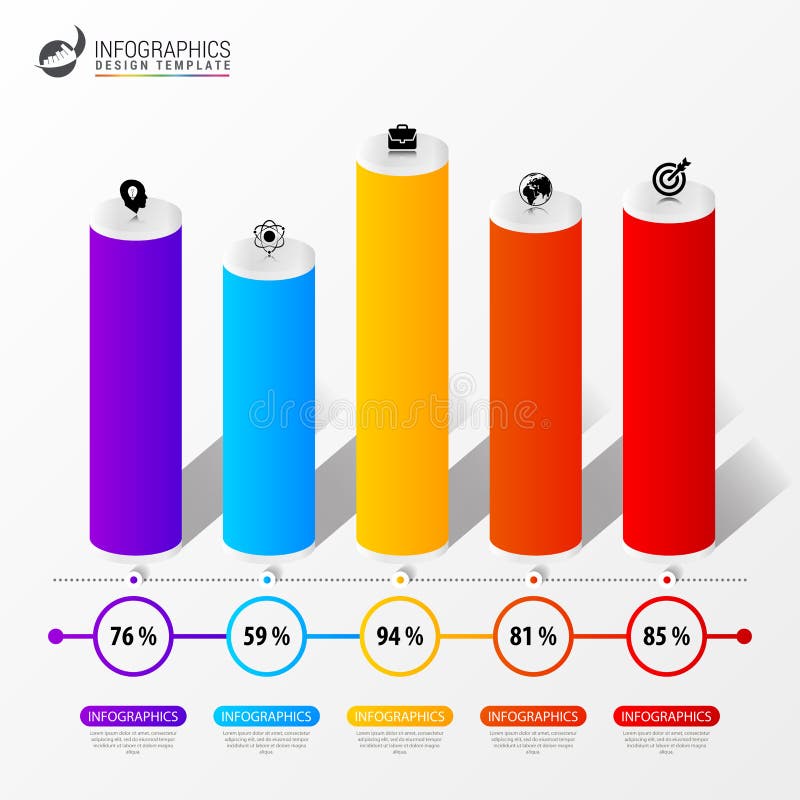 Het malplaatje van het Infographicontwerp 3D presentatie van de Kolomgrafiek royalty-vrije illustratie Het malplaatje van het Infographicontwerp 3D presentatie van de Kolomgrafiek royalty-vrije illustratie