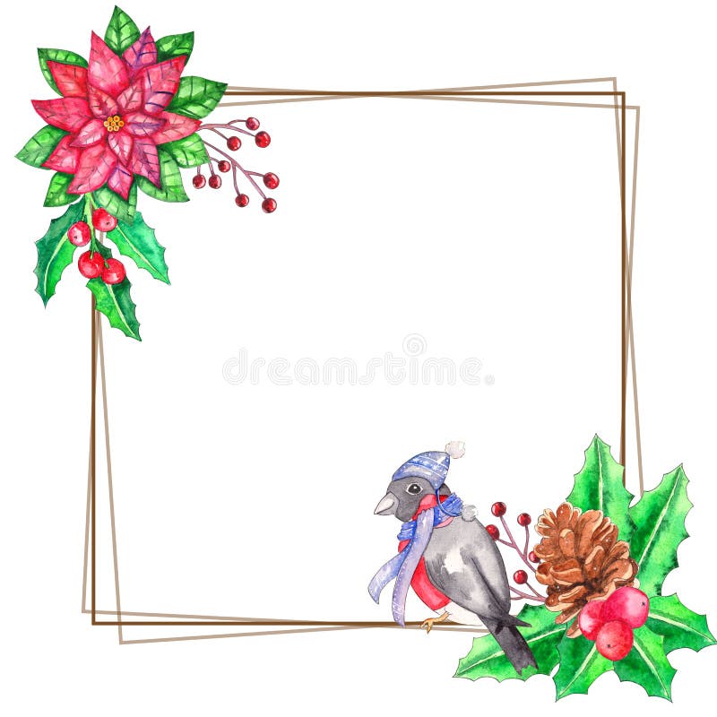 Het malplaatje van waterverfkerstmis met plaats voor uw tekst stock illustratie Het malplaatje van waterverfkerstmis met plaats voor uw tekst stock illustratie
