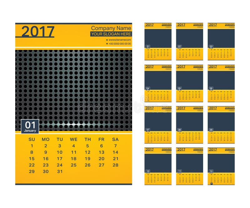 het malplaatjekalender van 2017 royalty-vrije illustratie het malplaatjekalender van 2017 royalty-vrije illustratie