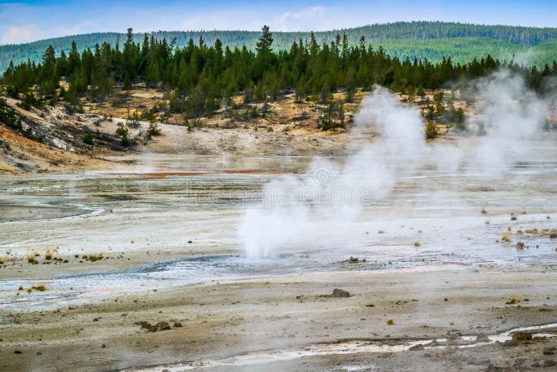 Het Mammoet Hete de Lentesgebied in het Nationale Park van Yellowstone, Wyoming stock foto Het Mammoet Hete de Lentesgebied in het Nationale Park van Yellowstone, Wyoming stock foto