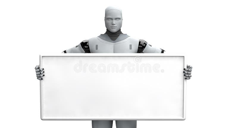 Het mannelijke Lege Teken van de Robotholding vector illustratie Het mannelijke Lege Teken van de Robotholding vector illustratie