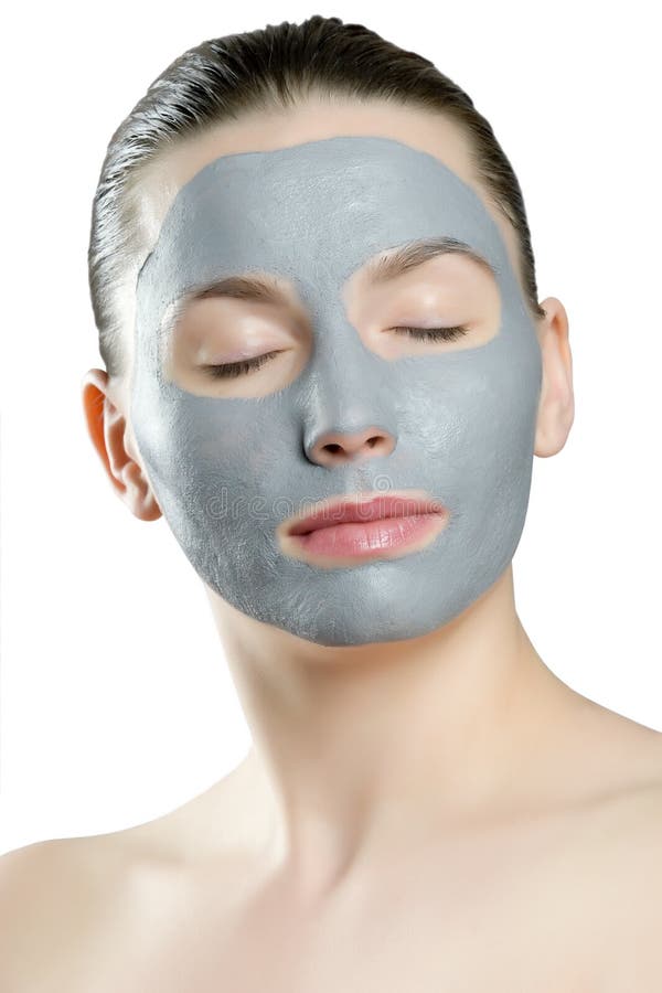 Close up of a woman with spa mask on her face. Close up of a woman with spa mask on her face