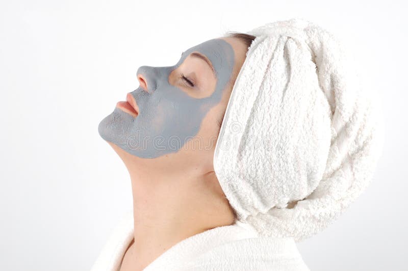 Attractive woman in blue facial mask. Attractive woman in blue facial mask