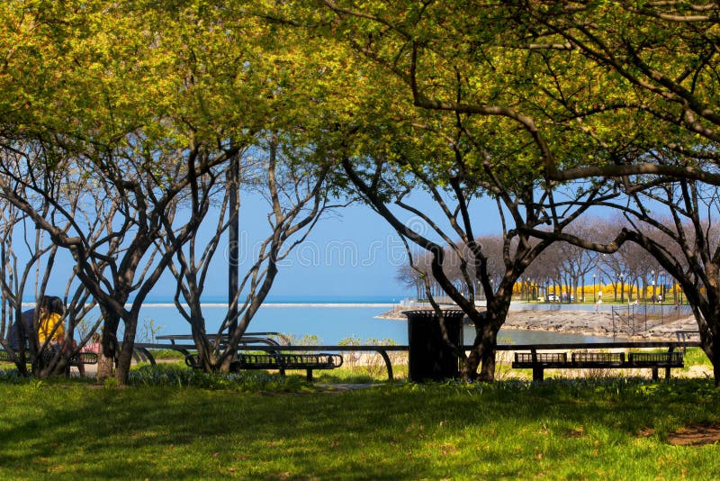Het Meer Michigan van Chicago royalty-vrije stock afbeeldingen Het Meer Michigan van Chicago royalty-vrije stock afbeeldingen