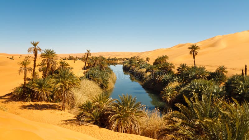 Het Meer van Alma van Umm - de Oase van de Woestijn - de Sahara, Libië