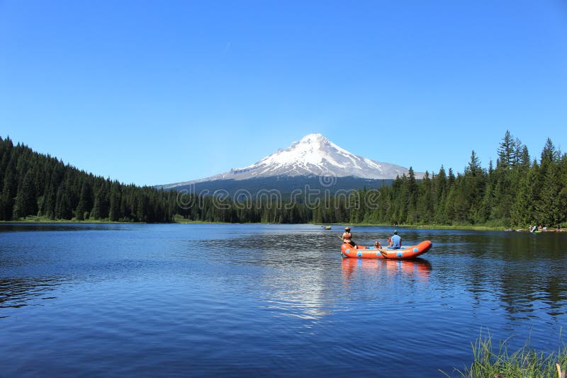 View of Mount Hood from Trillium Lake. This lake is situated south- southwest of Mount Hood in Oregon State America. View of Mount Hood from Trillium Lake. This lake is situated south- southwest of Mount Hood in Oregon State America