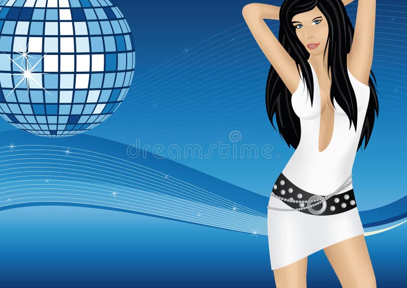 Feestmeisje danst in de discotheek vector illustratie