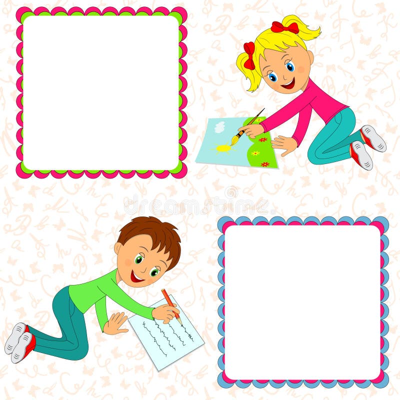 Het meisje trekt, zegt de jongen vector illustratie Het meisje trekt, zegt de jongen vector illustratie