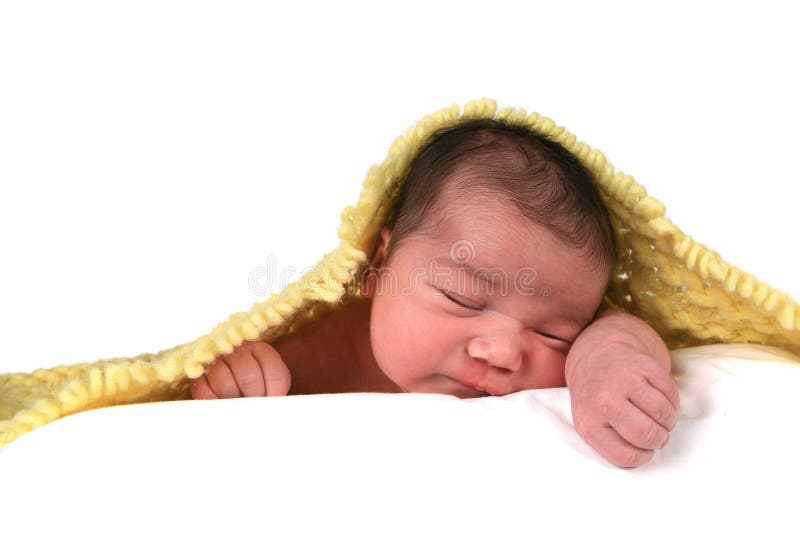 Het Meisje van de Baby van de zuigeling op Witte Rug royalty-vrije stock foto Het Meisje van de Baby van de zuigeling op Witte Rug royalty-vrije stock foto
