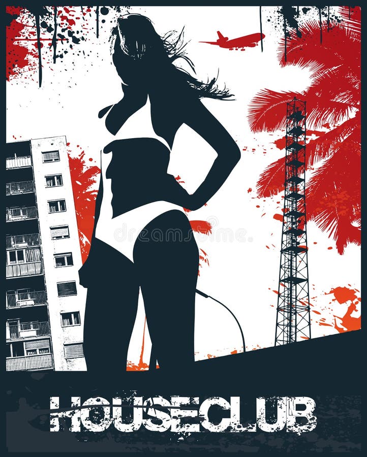 Het Meisje van het Strand van de Club van het huis stock illustratie Het Meisje van het Strand van de Club van het huis stock illustratie