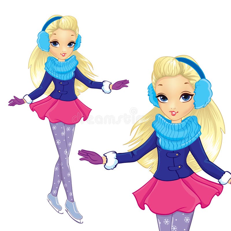 Modieuze blonde vrouw schaatst royalty-vrije illustratie