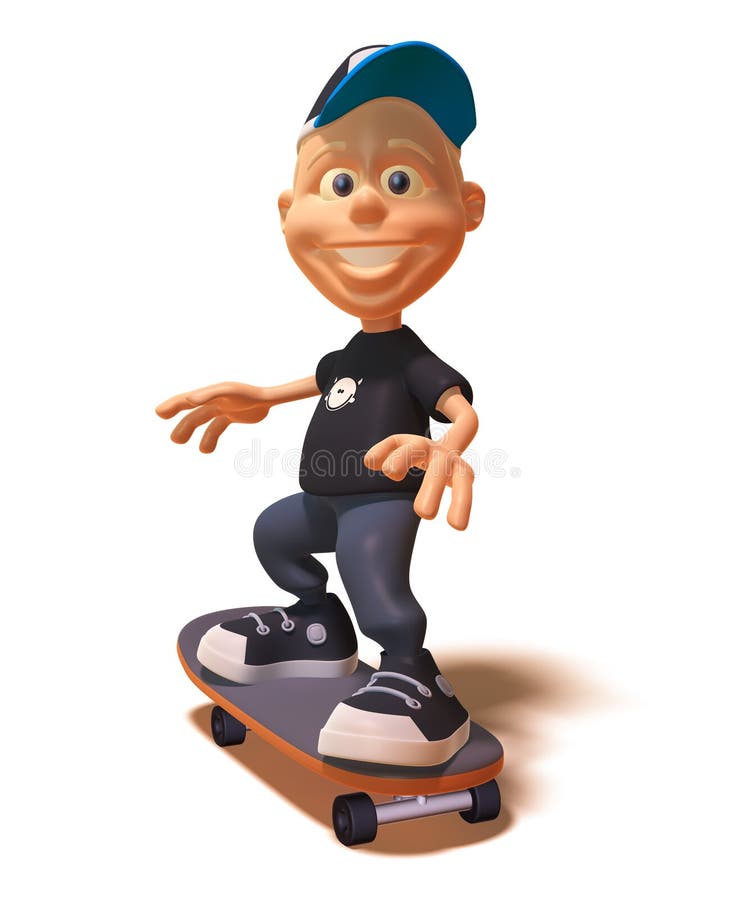 Cool Kid skateboarding, 3d generated picture. Cool Kid skateboarding, 3d generated picture